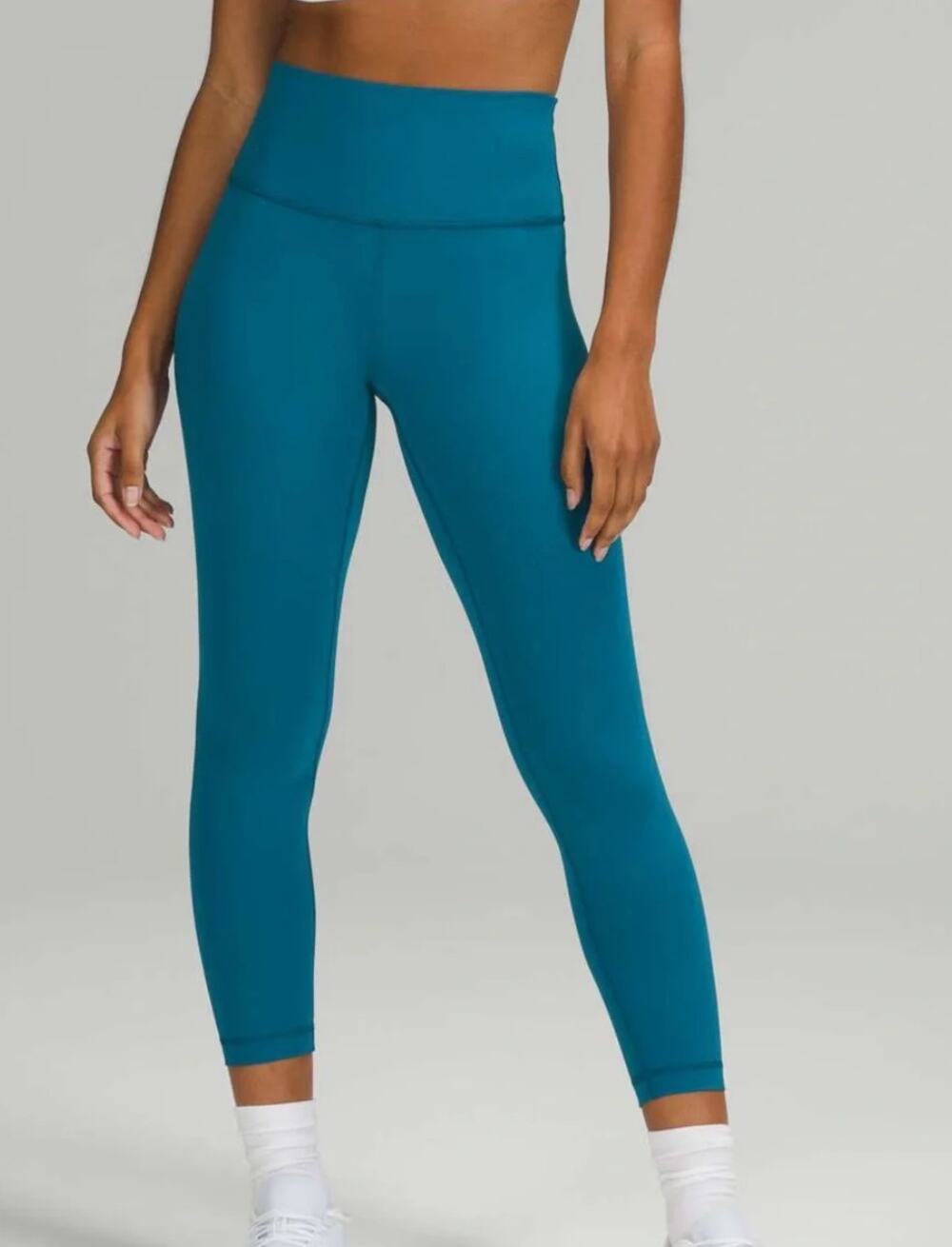 LULULEMON Women's Leggings Size 14 Capri Blue Wunder Train Tights Activewear